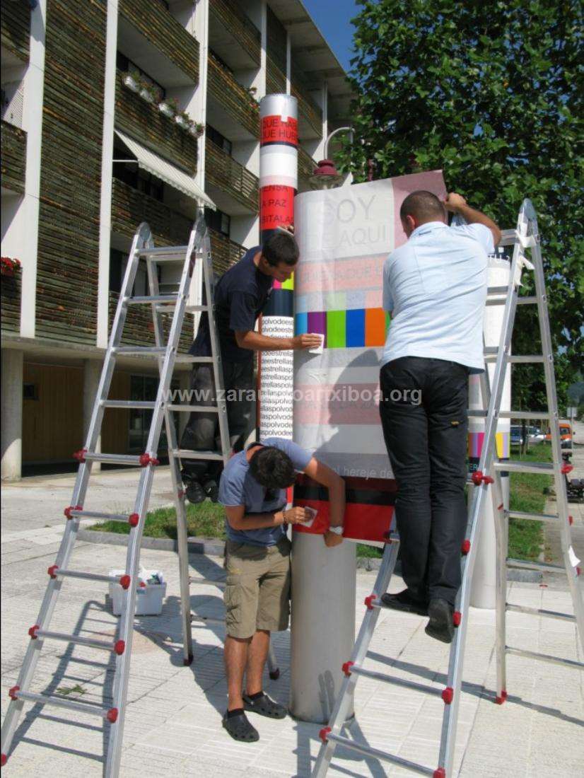 Restauración de las esculturas "Hodiak hodiari dei-Coloquio de tubos"de Josean Legonburu.