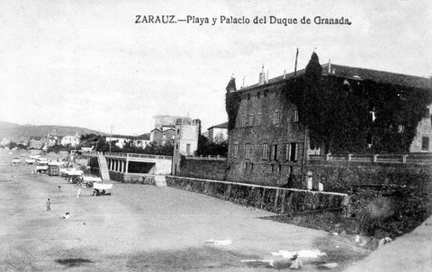 Zarautz. Playa y Palacio del Duque de Granada
