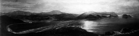 Cuadro representando una vista panorámica de Zarautz