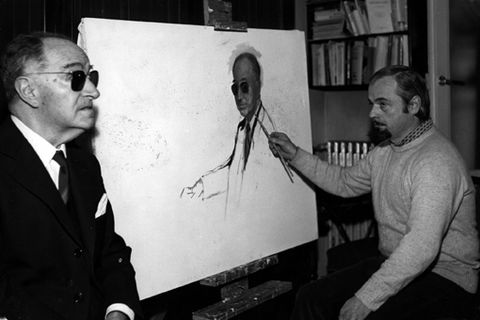 Ignacio Pinazo, Luciano, pintando al maestro Rodrigo